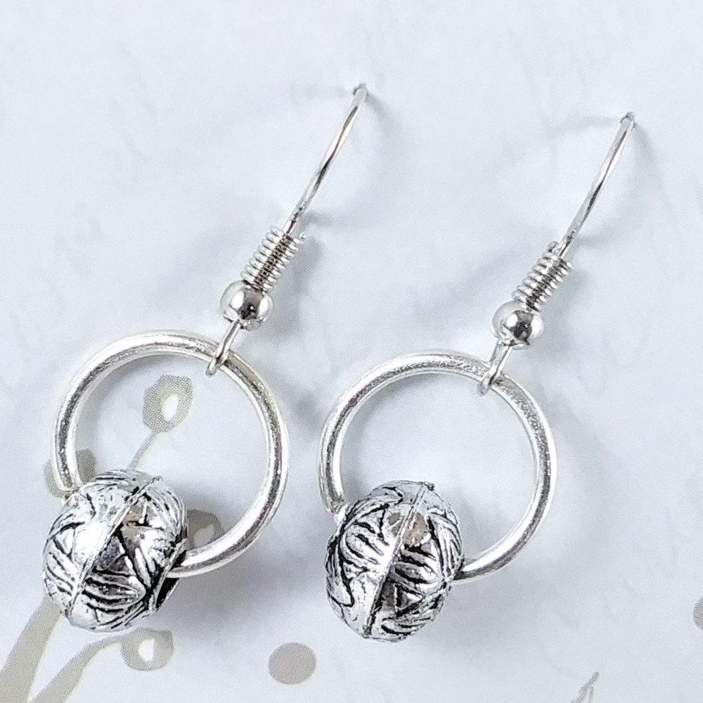 Silver Wheel Dangle Earrings